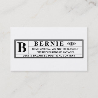 Bernie Sanders Warning Label Business Card