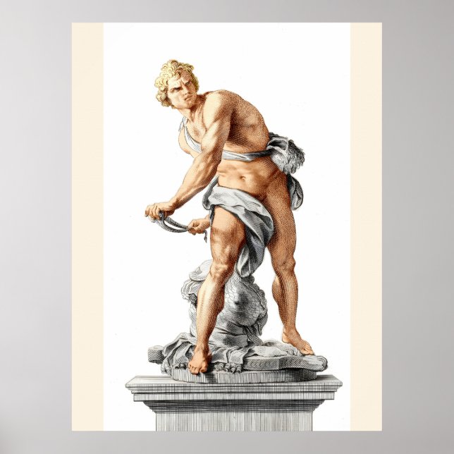 Bernini's David in an engraving by Nicolas Dorigny Poster (Front)