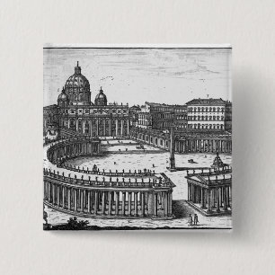Bernini's original plan for St. Peter's Square 15 Cm Square Badge