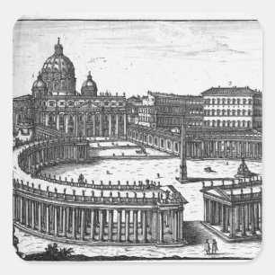 Bernini's original plan for St. Peter's Square Square Sticker