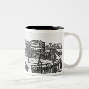 Bernini's original plan for St. Peter's Square Two-Tone Coffee Mug