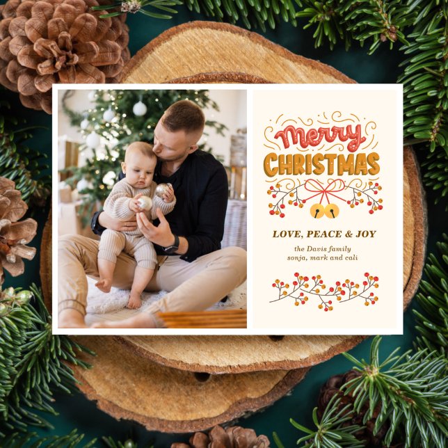 Berries and Bells Christmas Photo Holiday Card (Creator Uploaded)