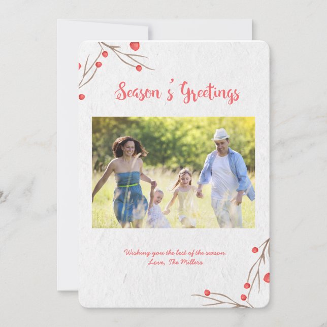 Berries and Branches Holly berries Christmas Card (Front)