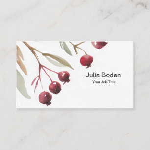 Berries and Branches Watercolor Greenery Business Card