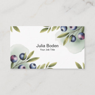 Berries and Branches Watercolor Splash Business Card