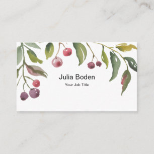 Berries and Branches Watercolor Top Business Card