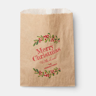 Berries and Greenery Christmas Holiday Favour Bags