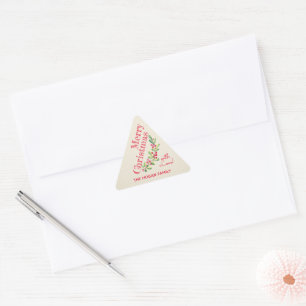 Berries and Greenery on Ivory Christmas Holiday Triangle Sticker