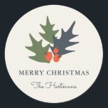Berries and Leaves Personalised Christmas Stickers<br><div class="desc">Simple,  modern stickers,  featuring orange holly berries and leaves over an ivory coloured background.  Great for use as envelope seals,  gift tags,  party favour tags,   and more!</div>