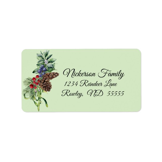 Berries and Pine Cones Label (Front)