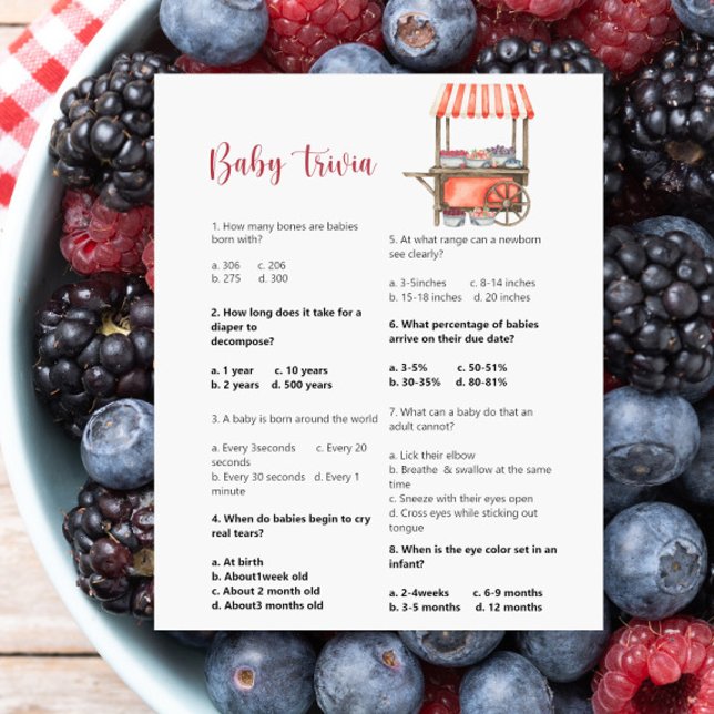 Berries baby shower Baby Trivia Game (Creator Uploaded)