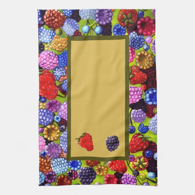 Berries border kitchen towel (Vertical)