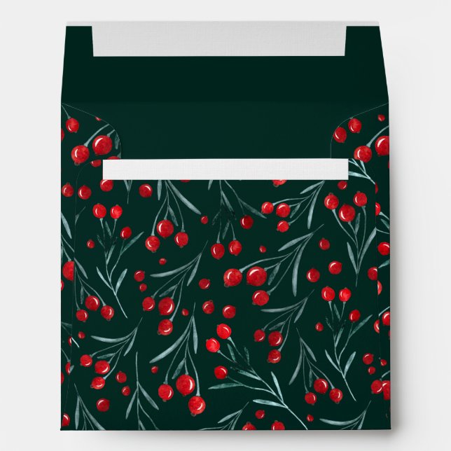 Berries Christmas - Traditional Christmas Colours Envelope (Back (Bottom))