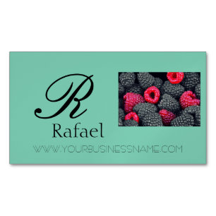 Berries Fruit Elegant Name Monogram Business Magnetic Business Card