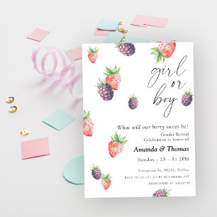 Berries Gender Reveal, Girl or Boy Invitation