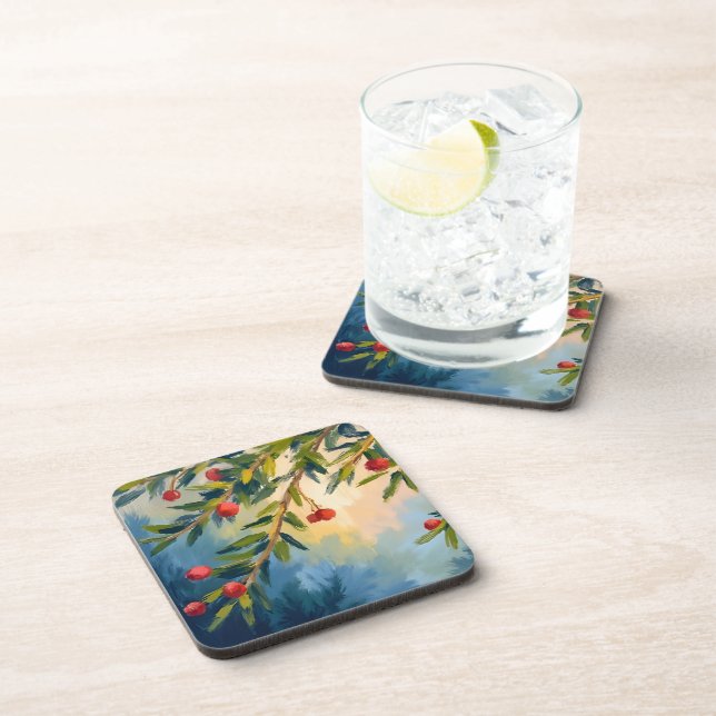 Berries & Greenery | Merry Christmas Coaster (Right Side)