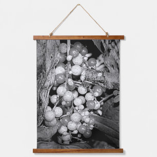 Berries In Black And White Nature  Hanging Tapestry
