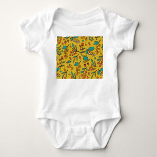 Berries on branches, seamless nature pattern. baby bodysuit