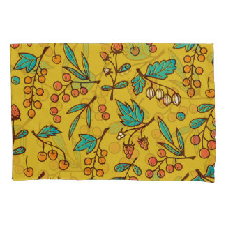 Berries on branches, seamless nature pattern. pillowcase
