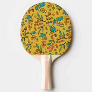 Berries on branches, seamless nature pattern. ping pong paddle