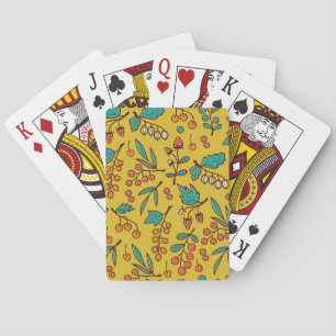 Berries on branches, seamless nature pattern. playing cards