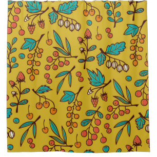 Berries on branches, seamless nature pattern. shower curtain