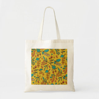 Berries on branches, seamless nature pattern. tote bag