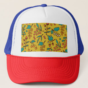 Berries on branches, seamless nature pattern. trucker hat