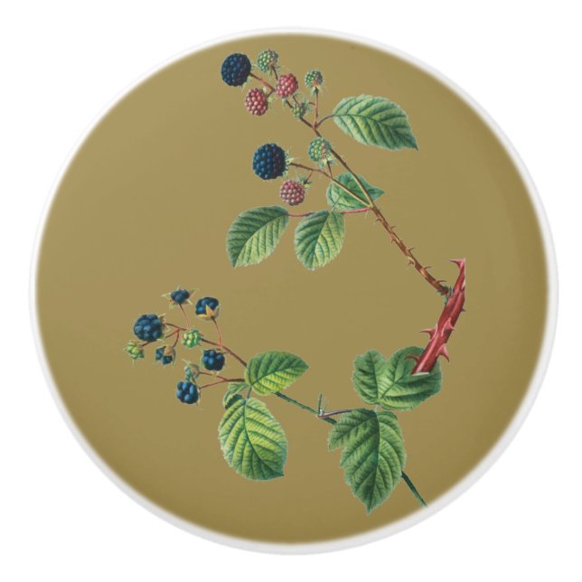 Berries on Gold Ceramic Knob (Front)