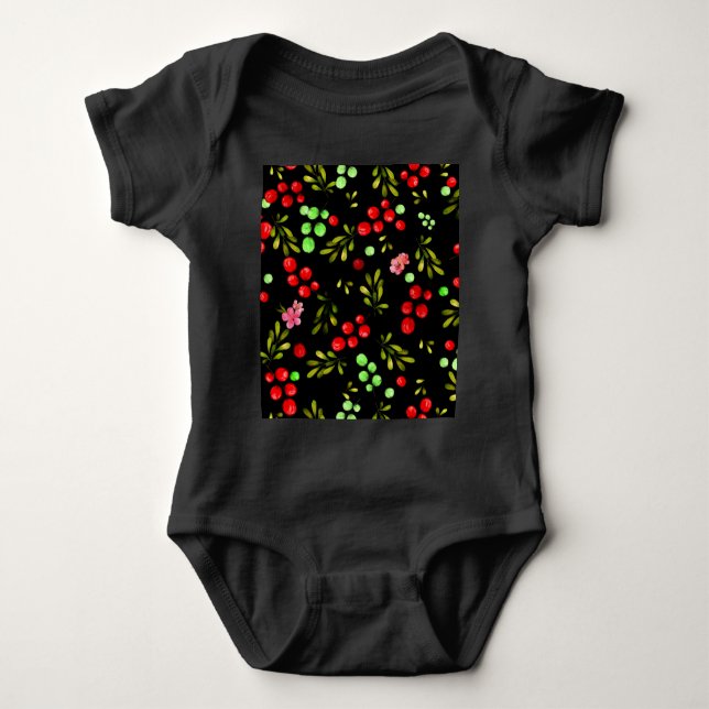 Berries Pattern Baby Bodysuit (Front)