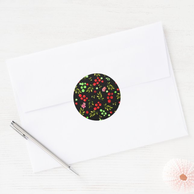 Berries Pattern Classic Round Sticker (Envelope)