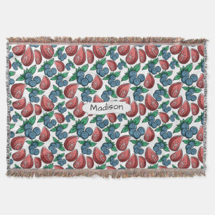 Berries Pattern custom name throw blanket