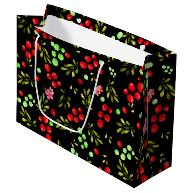 Berries Pattern Large Gift Bag (Front Angled)