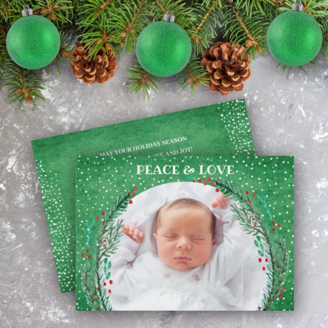 Berries Pine Wreath Christmas Photo Holiday Card (Creator Uploaded)