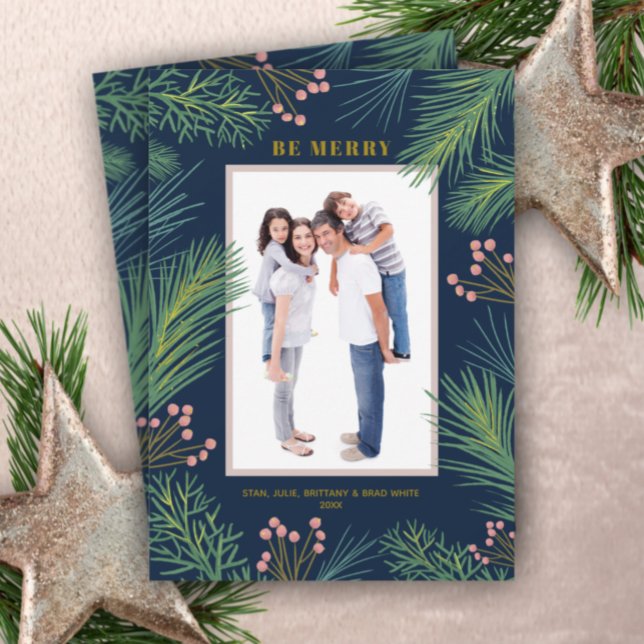 Berries Pines Photo Christmas Holiday Card (Creator Uploaded)