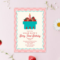 Berry 1st Birthday Chequerboard Strawberry Basket