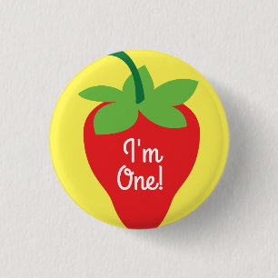 Berry 1st Birthday Cute Strawberry Colourful Mod 3 Cm Round Badge