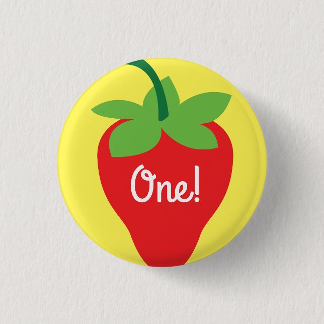 Berry 1st Birthday Cute Strawberry Colourful Mod 3 Cm Round Badge (Front)