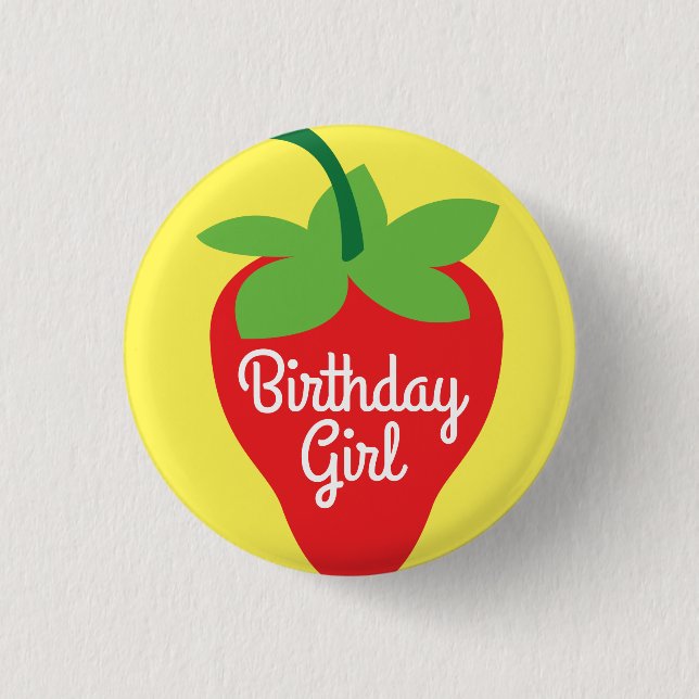 Berry 1st Birthday Cute Strawberry Colourful Mod 3 Cm Round Badge (Front)