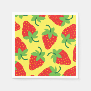 Berry 1st Birthday Cute Strawberry Colourful Mod Napkin