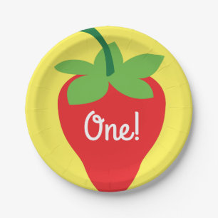 Berry 1st Birthday Cute Strawberry Colourful Mod Paper Plate