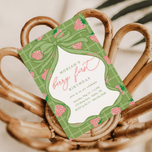 Berry 1st Birthday Girls Strawberry Invitation