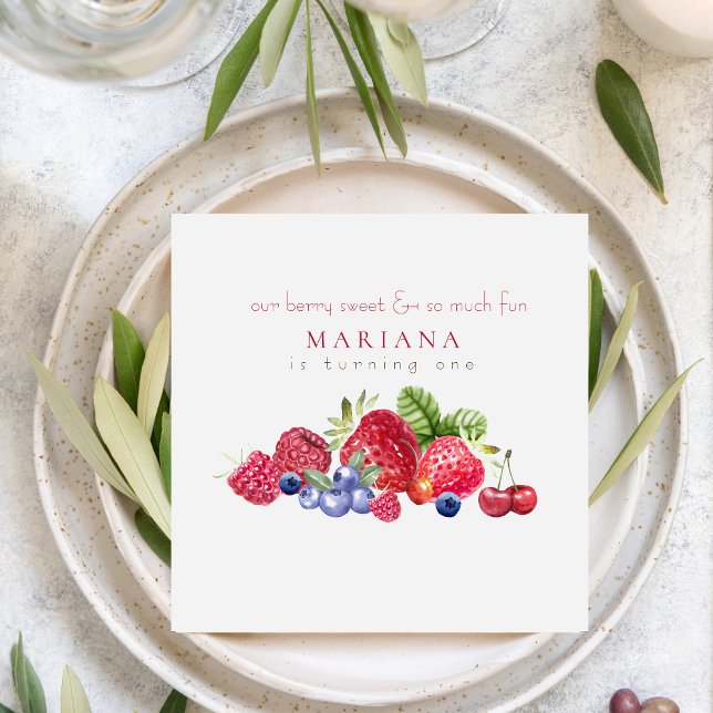 Berry 1st Birthday Party Berry Sweet  Napkin (Creator Uploaded)