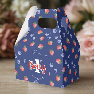 Berry 1st Birthday Party Strawberry Blueberry Blue Favour Box