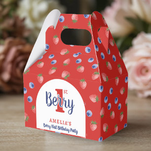 Berry 1st Birthday Party Strawberry Blueberry Red Favour Box