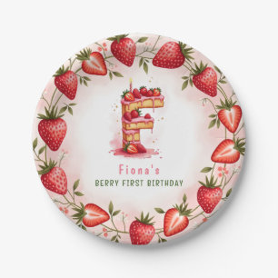 Berry 1st Birthday Plate Letter F Cake Design