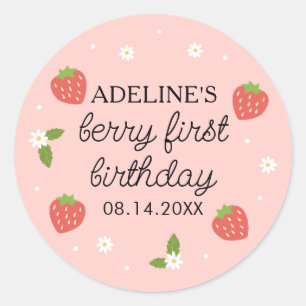 Berry 1st Birthday Strawberry Classic Round Sticker