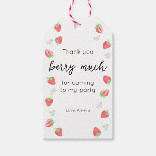 Berry 1st Birthday Strawberry thank you gift tag