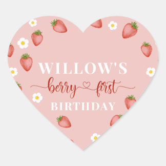 Berry 1st Birthday Strawberry Themed Stickers