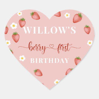 Berry 1st Birthday Strawberry Themed Stickers